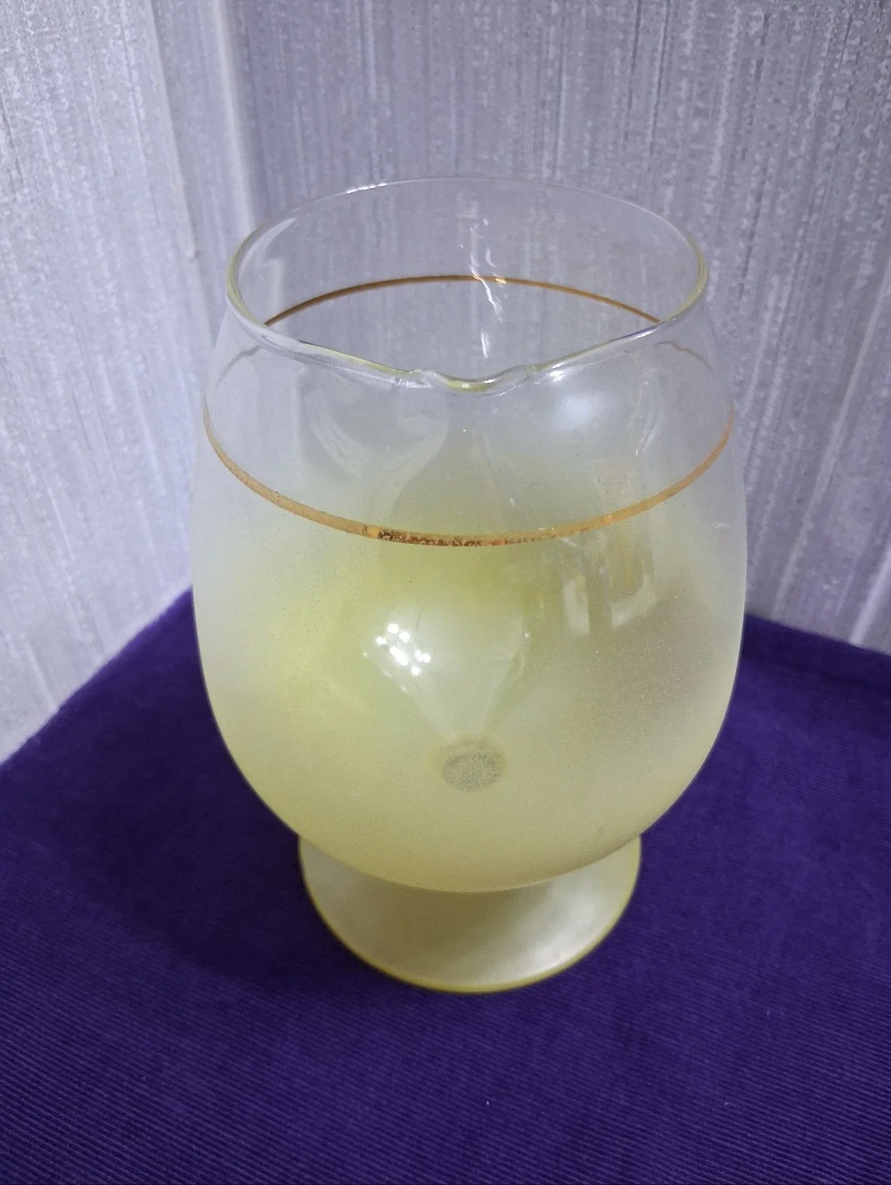 Vintage Blendo Cocktail Snifter Pitcher Yellow With Gold Band MCM